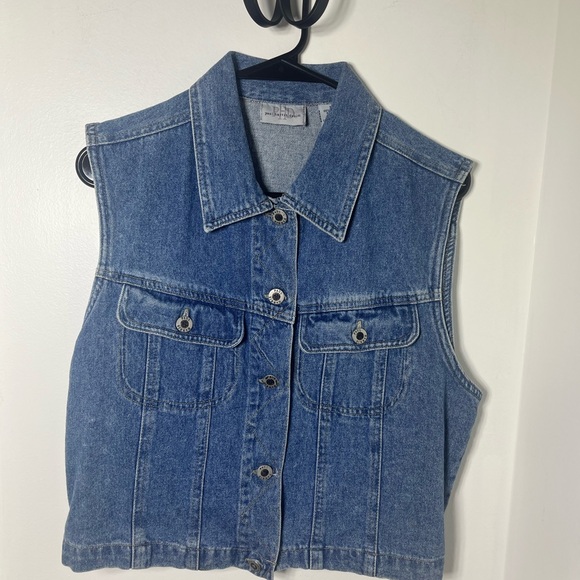 Paul Harris Jackets & Blazers - Vintage Paul Harris Denim Sleeveless Jean Vest Medium 90s Button Front